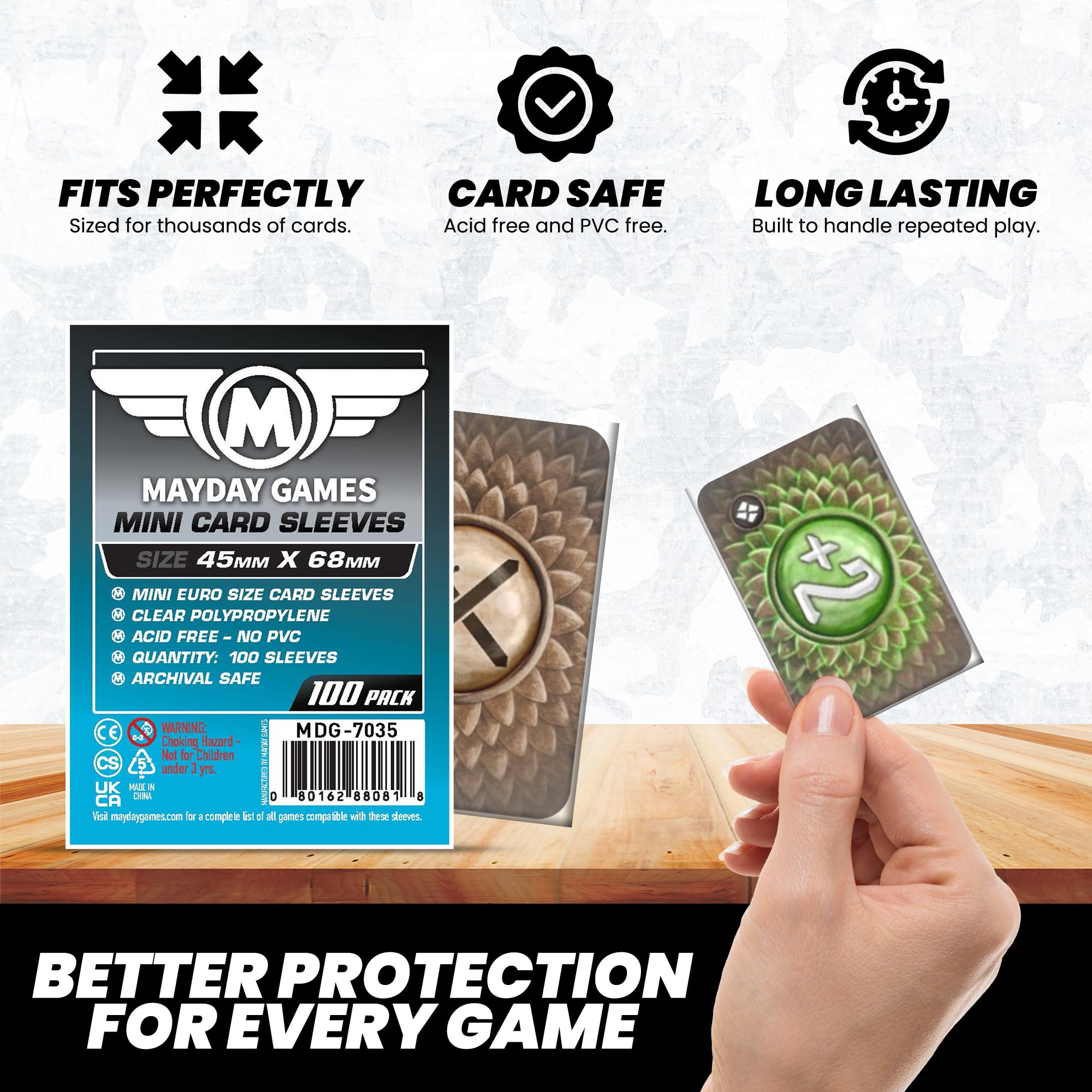 Amazon.com: Mayday Games Mini Card Sleeve 45 MM X 68 MM pack of 100 : Toys  & Games