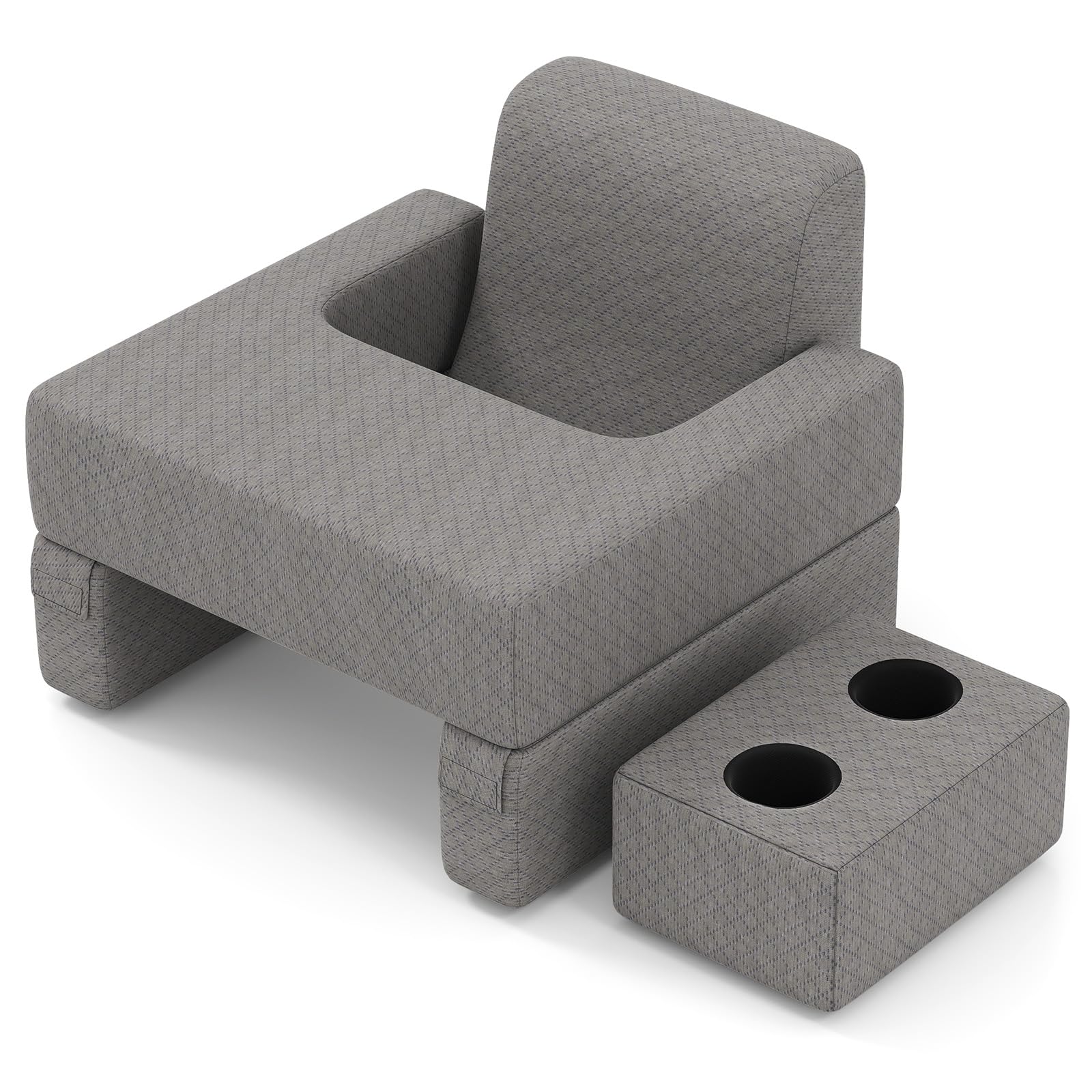 LIFEZEAL Cojin de Lectura con Posavasos Cojín de Espalda y Bolsillo de Almacenamiento, Almohadas de Lectura Escritorio Ergonómica con Reposabrazos, Respaldo Cama para Leer, Trabajar, Hacer Ganchillo