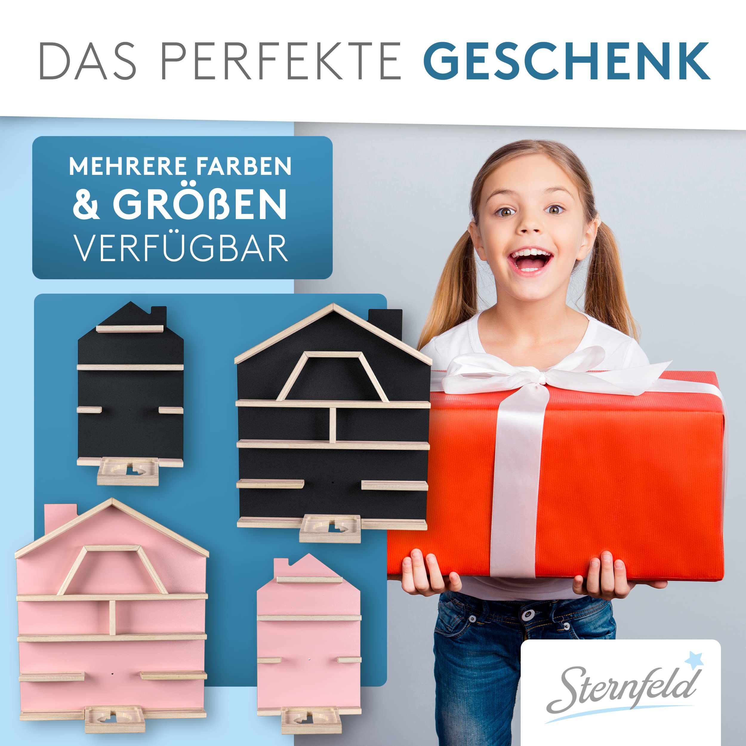 STERNFELD Magnetisches Tonie Regal für Toniebox & Tonies Hörfiguren - Vormontiertes Toniebox Regal [60x50cm] - Nachhaltiges Tonies Regal Kinderzimmer - Toni Regal mit abgerundeten Ecken Grau