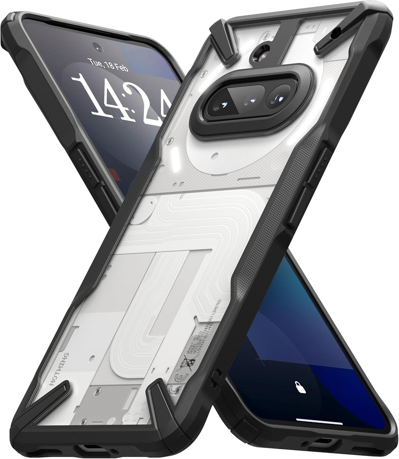 Ringke Fusion-X Compatibile con Cover Nothing Phone (3a), Custodia Rigida Trasparente AntiGraffio con Protezione Antiurto – Nero