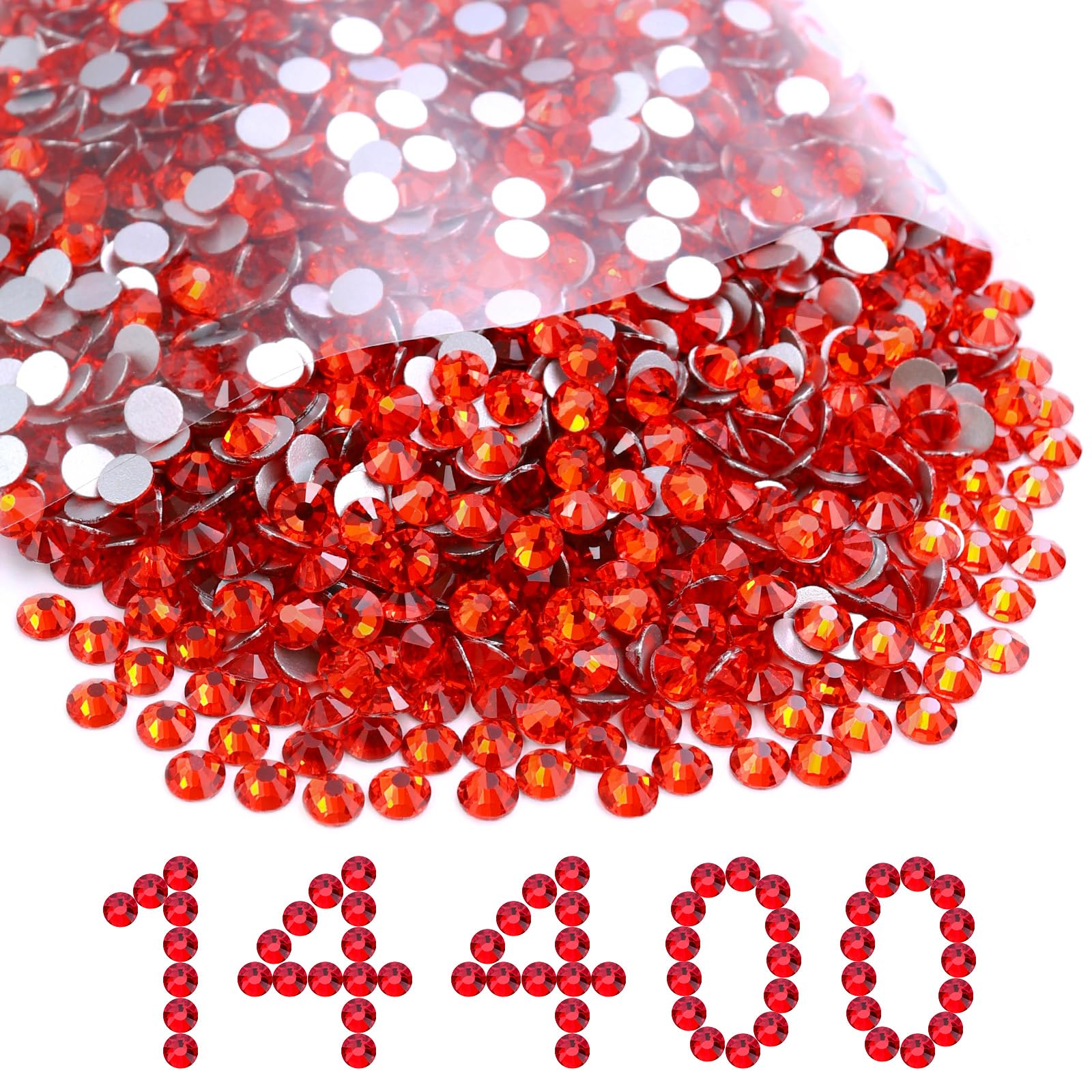 14400PCS Red Flatback SS16 Rhinestones Bulk(3.8-4.0mm)