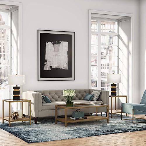 Miniatura 36 de Henn&Hart Mesa de centro redonda de 36 pulgadas de ancho en bronce ennegrecido, mesas de centro modernas para sala de estar, artículos esenciales