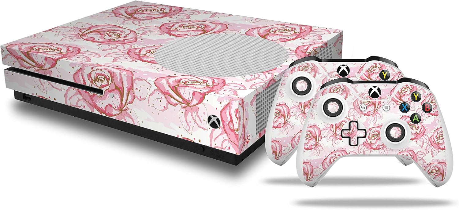 Decal Vinyl Skin Wrap Compatible with Xbox One S Console and Controllers - Flowers Pattern Roses 13