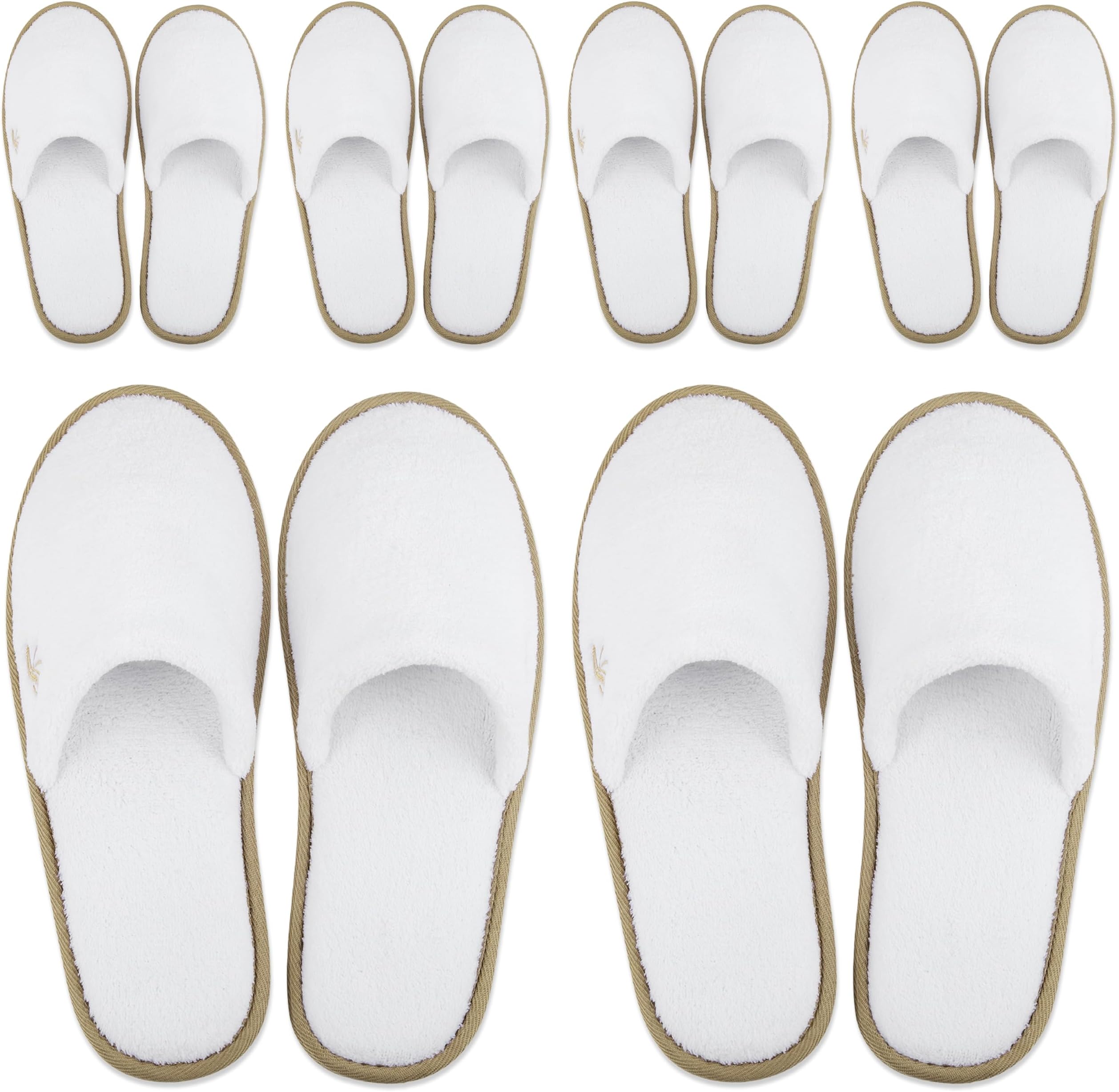 BERGMAN KELLY - Spa Slippers - Disposable Indoor House Slippers - Closed Toe House Shoes for Men & Women - Value Pack Hotel Indoor Shoes for Guests - Washable & Reusable for Travel & Wedding