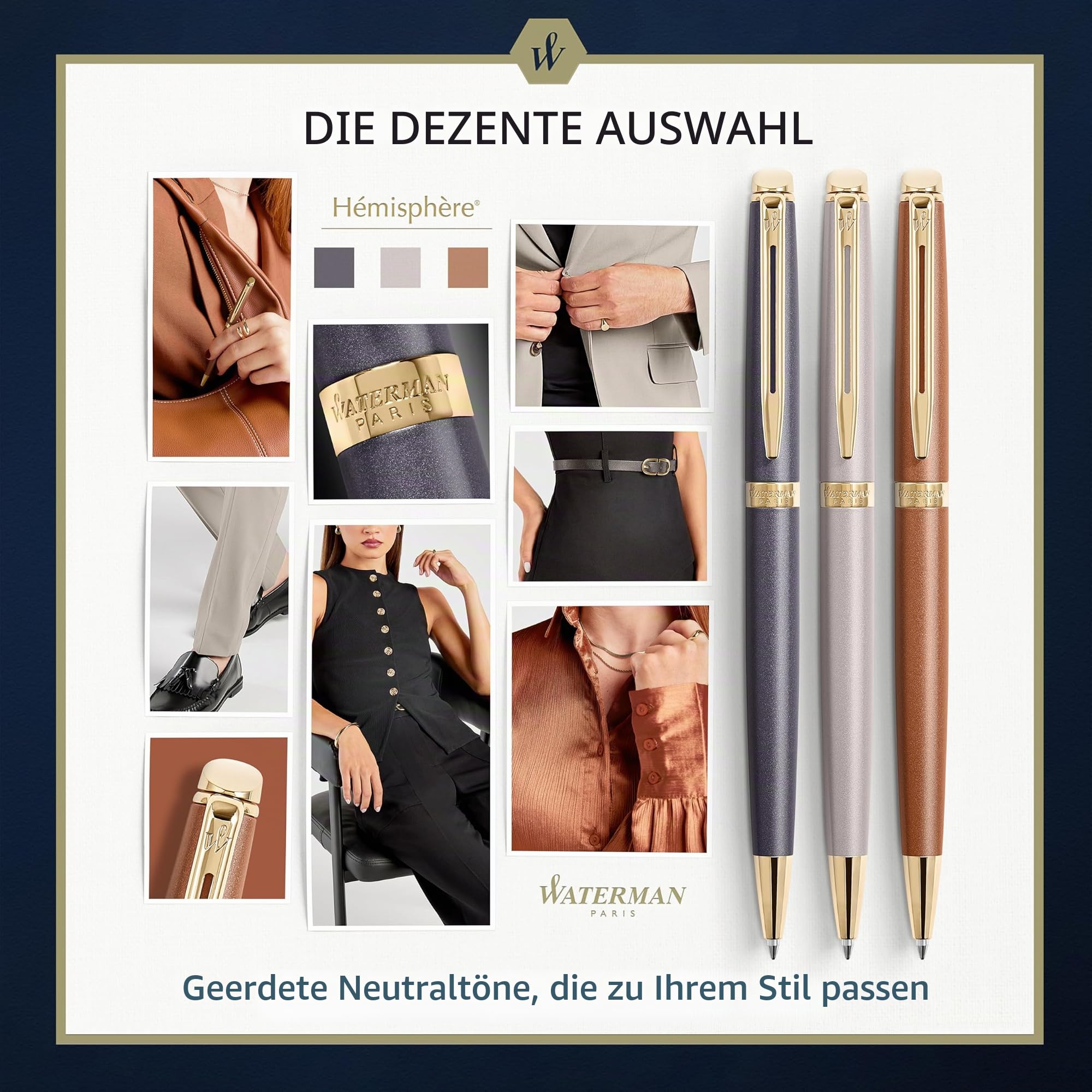 Waterman Hémisphère Kugelschreiber | The Understated Edit | Lavaschwarz | Mittlere Spitze und blaue Tinte | Geschenkbox