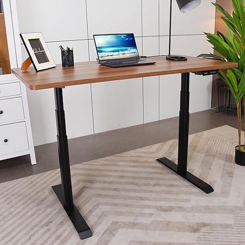 Miniatura 8 de Fromann Marco de escritorio eléctrico de 3 niveles con patas ovaladas de doble motor, altura ajustable, con puertos USB A+ C, resistente 300 libras,