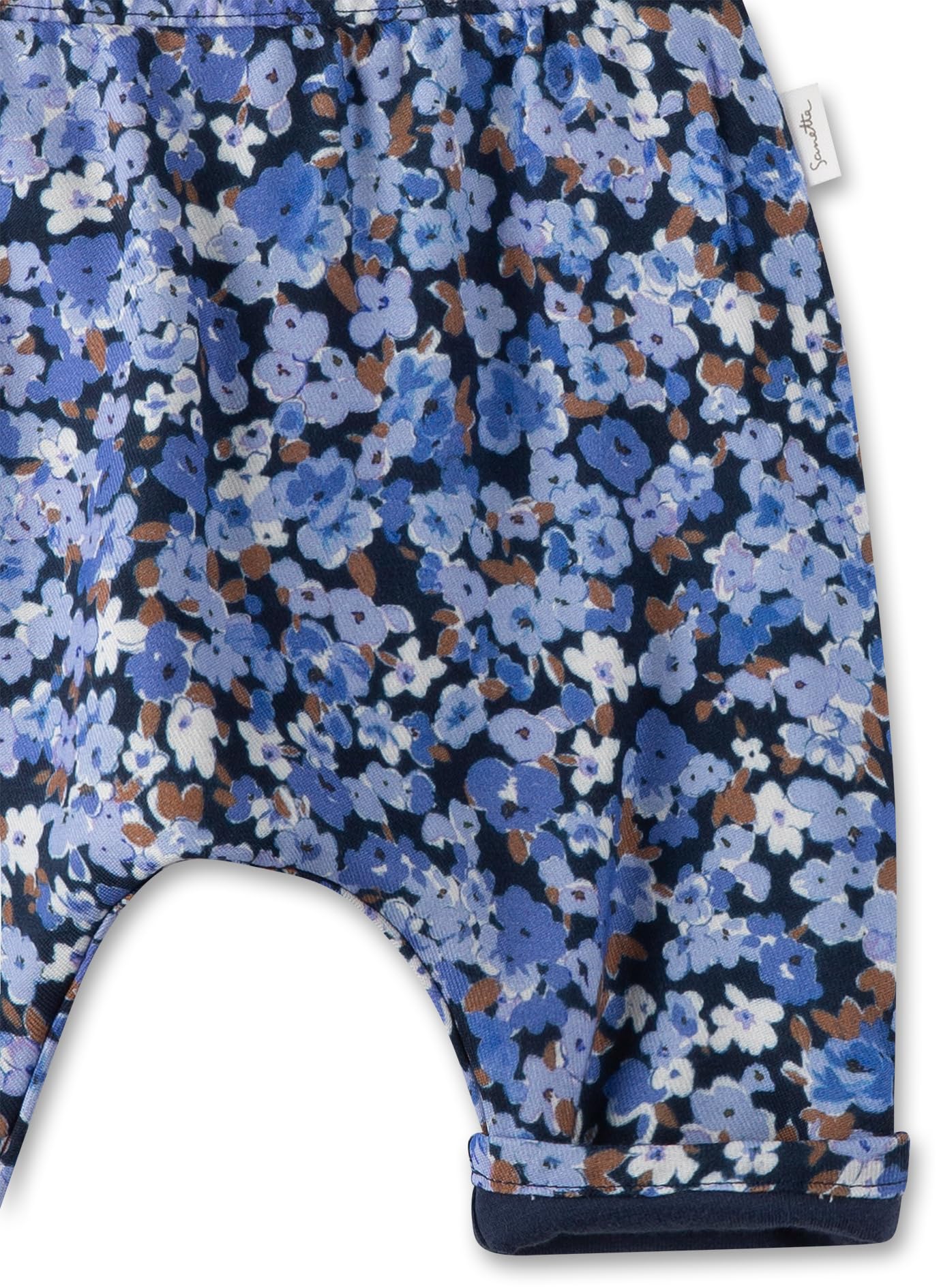 Sanetta Baby-Mädchen Blau | Praktische und Bequeme Web Viskose Gefütterte Hose mit elastischem Bund und Mille Fleur-Allover Bekleidung