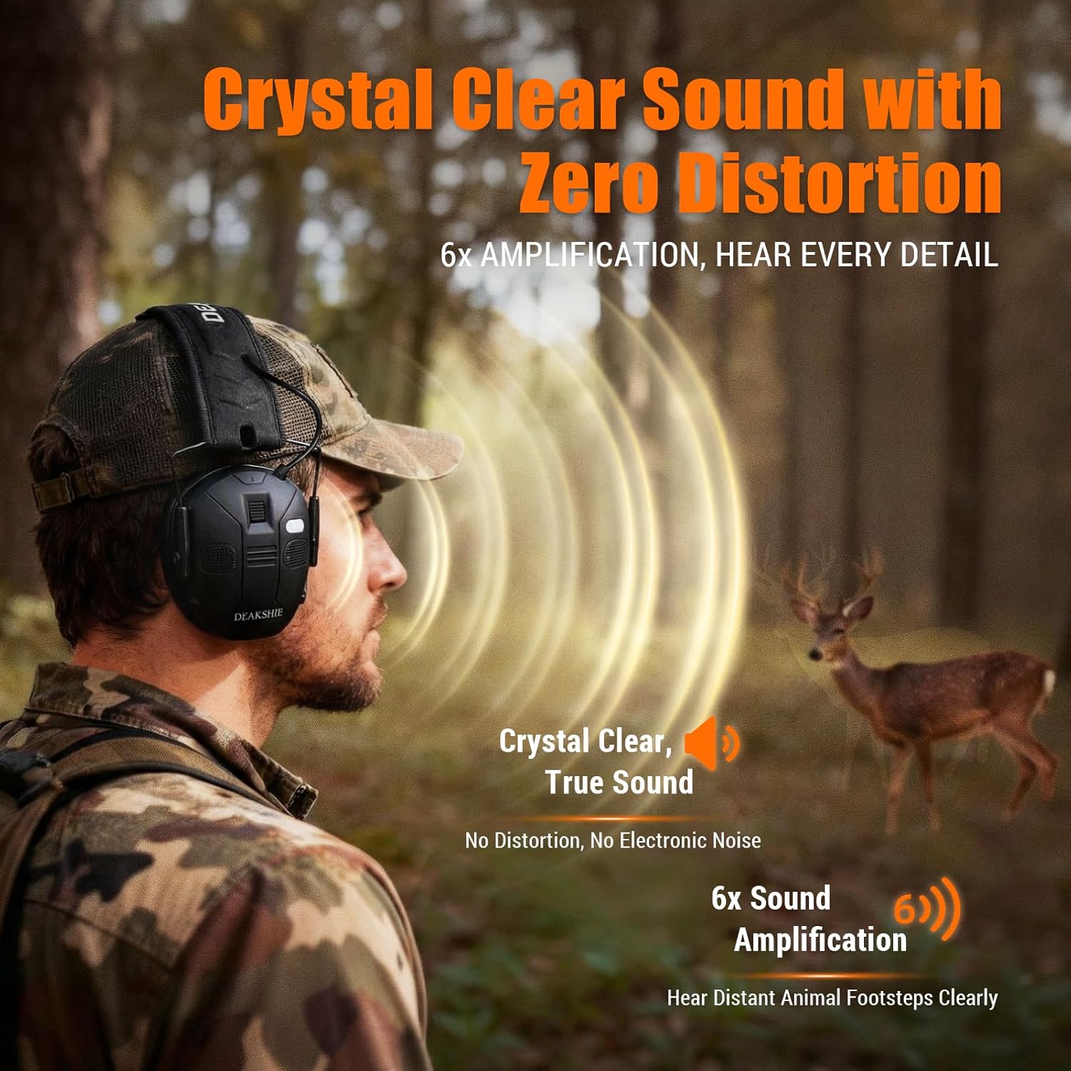 Electronic Shooting Ear Protection with Bluetooth, 6X Sound Amplification, 4-Mic 360° Hearing Enhancement, 30dB SNR, Gel Ear Pads for Long Range Comfort – Gun Range & Hunting