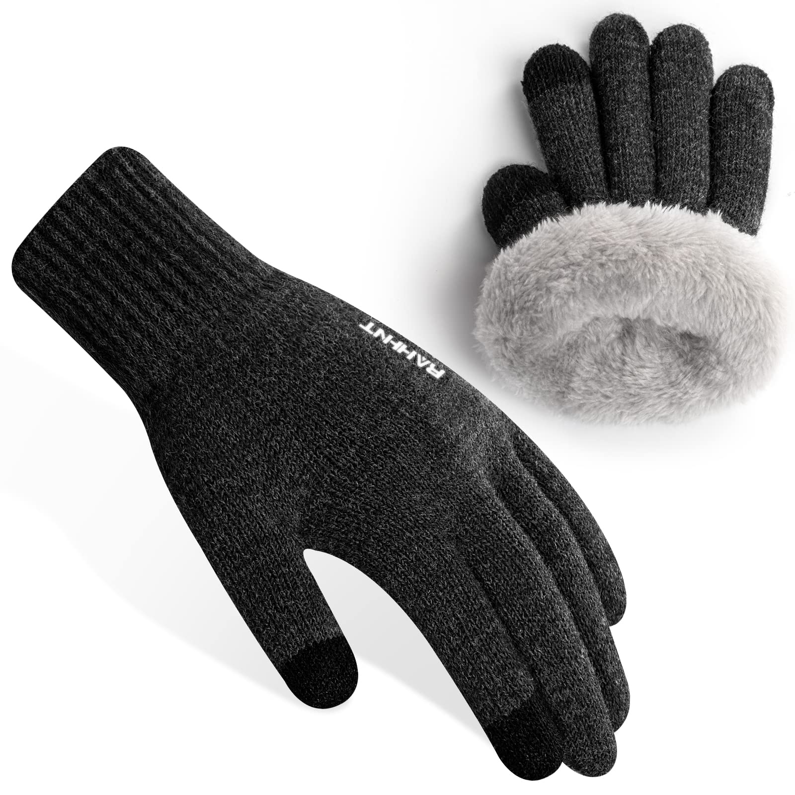 Rahhint Guantes Lana Invierno Termicos para Niños y Niñas 4-15 Años con Punto Pequeños Forro Polar Aislado