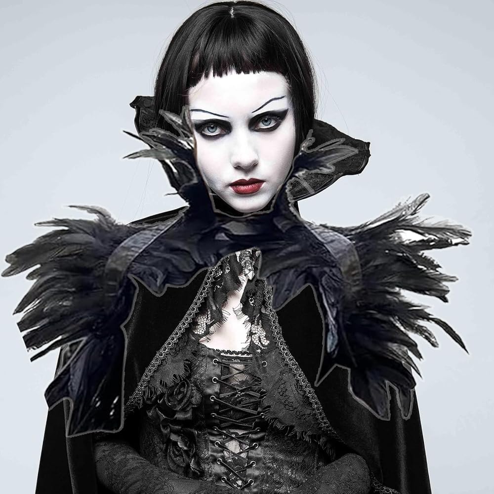 ZoneYan Cape De Plume, Châle à Plumes Gothique Cosplay