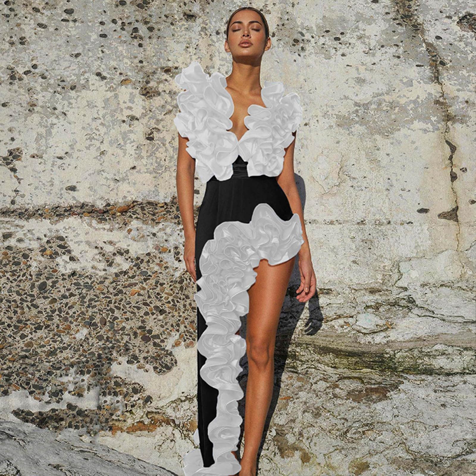 Genérico Costume Intero Donna Piscina Costume da Bagno Donna Set Due pezzi con scollo a V e Gonna asimmetrica Trendy Costumi Interi per le vacanze al Mare e il nuoto Indoor