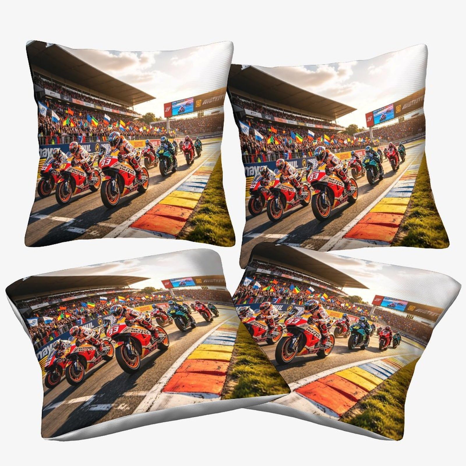 Dafufbw Motor Road Racing-1 Microfiber Cushion Covers 40X40cm, 4Pcs Motor Road Racing Decorative Square Throw Pillow Covers For Home Motorcycle Race Decor Living Room Bedroom Sofa Couch
