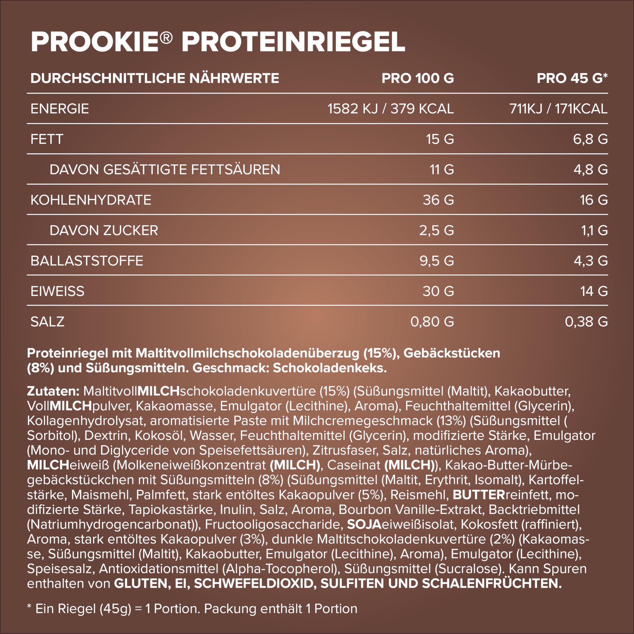 IronMaxx Prookie – Cookie au chocolat 24 × 45 g | Riche en protéines et faible en sucres | Avec morceaux de biscuit | Idéal à emporter