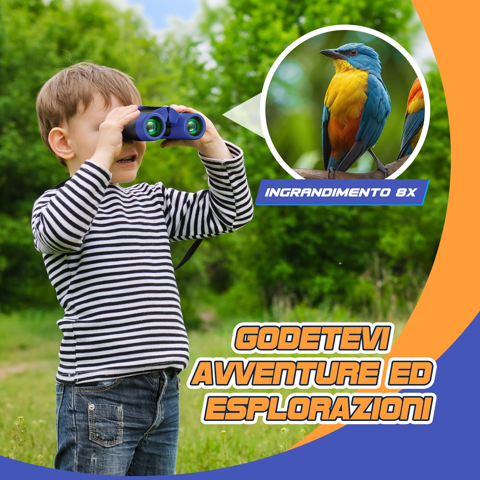 Upgrade Impermeabile Compatto Binocolo per Bambini - 8x21, All'aperto Idea Giocattoli Regalo