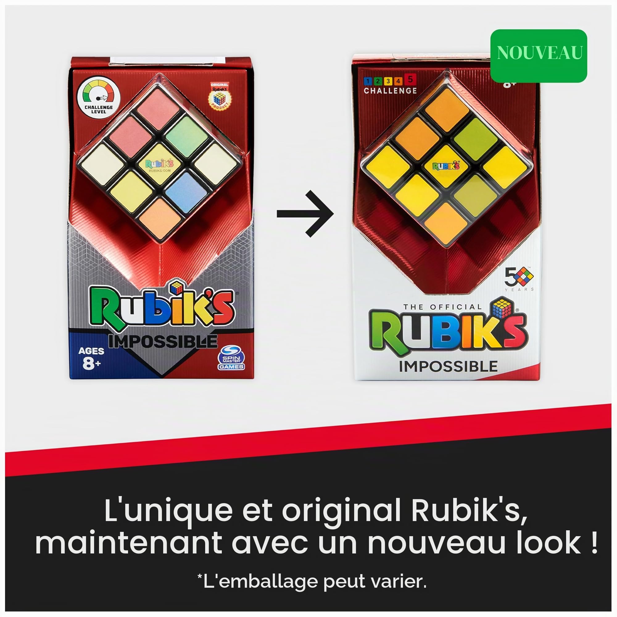 Rubik's Cube, Cube Impossible, Puzzle avancé de Correspondance des Couleurs, l'original 3x3 Rubik, Jouet Anti-Stress, Stimulant Casse-tête et Puzzle sensoriel pour Adultes, Adolescents et