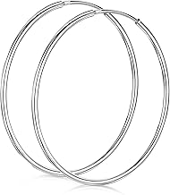 Amberta 925 Sterling Silver Infinity Rings - Round Hoop Earrings - Diameter: 20 30 40 60 75 mm, Sterling Silver, without stone