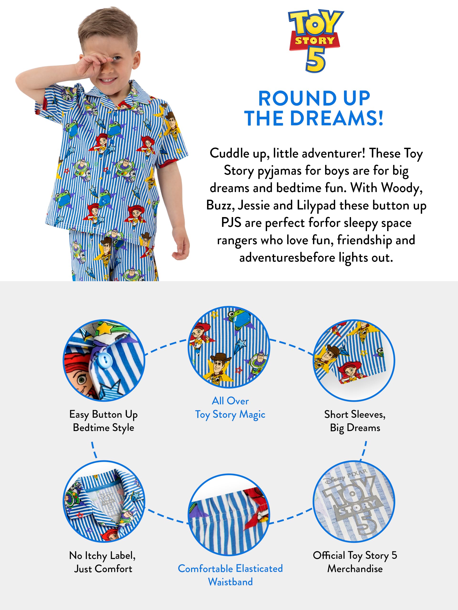 Disney Pyjama Toy Story, Pyjama Buzz L'Éclair, Woody Et Jessie, Pyjamas Manche Court pour Enfant