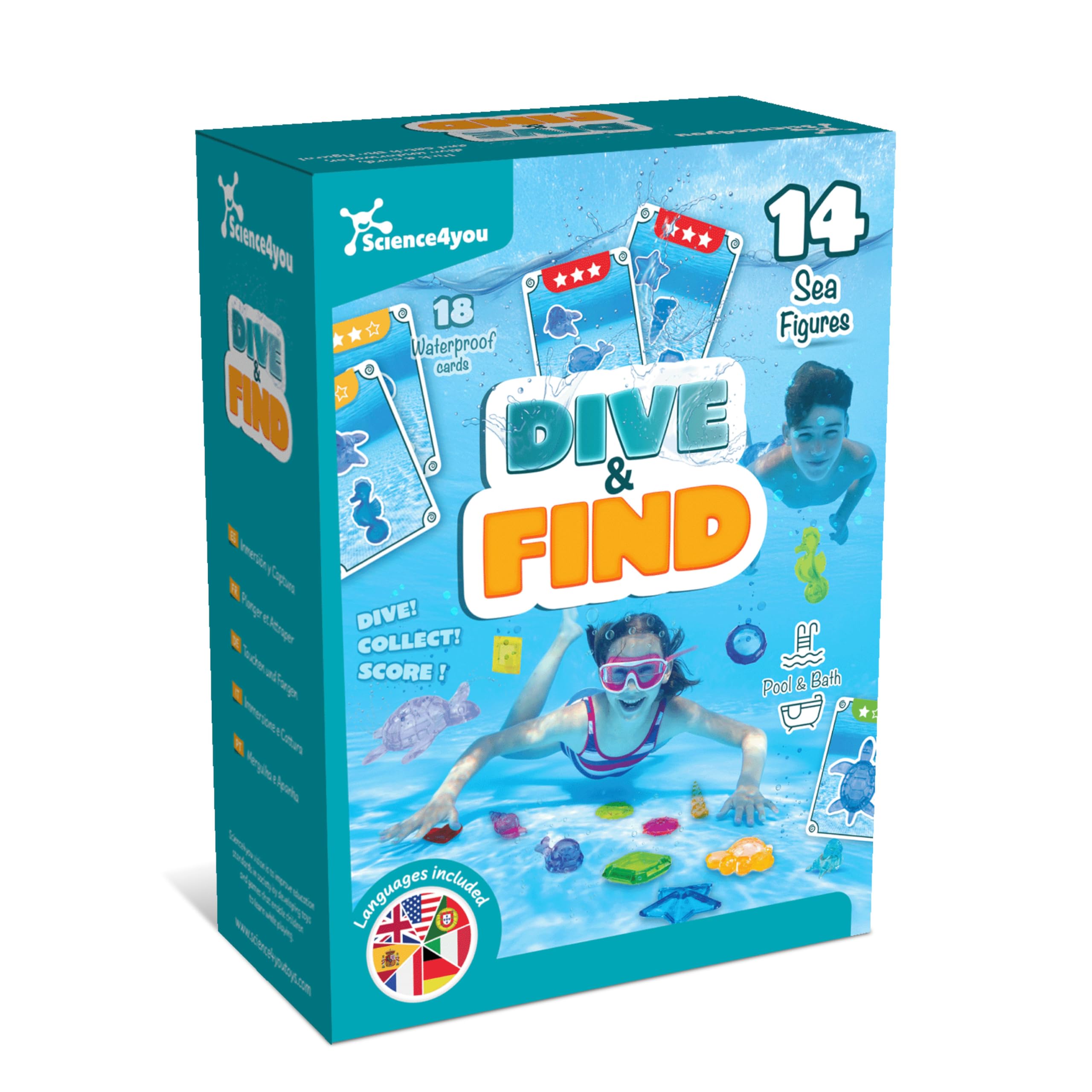 Science4you Water Games for Kids - Water Cards and Figures for Kids, Make a Fun Pool Party, Swiming Pool Dive Toys, Summer Outdoor Gift & Bath Gift for Girls & Boys Age 3 4 5 6+ Yeards Old