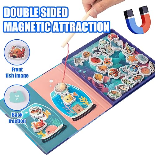 Miniatura 3 de Juego de pesca magnético para niños pequeños, juguetes de viaje de 3 a 5 años, artículos esenciales de avión, actividad de campamento y viaje en