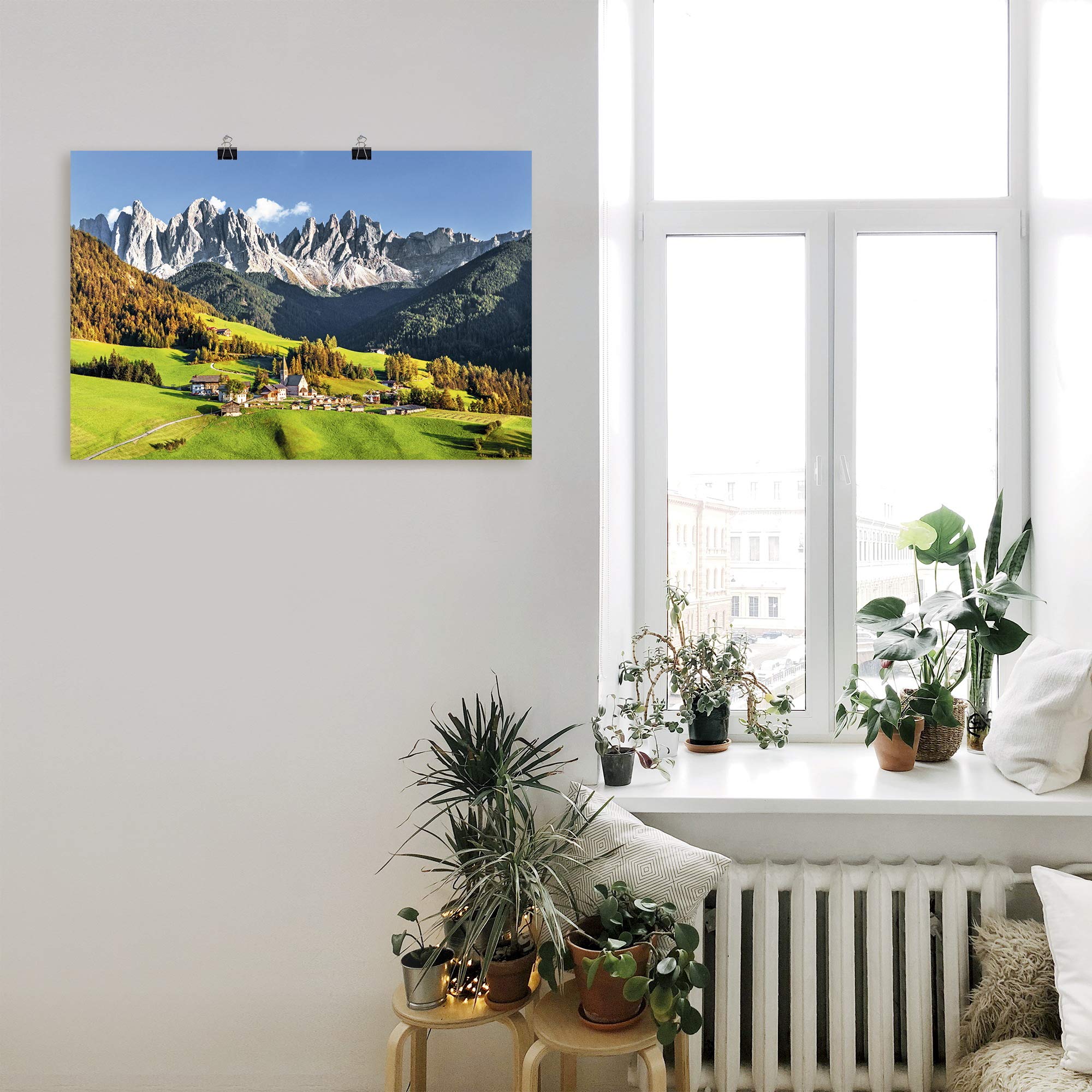ARTLAND Wanddeko Poster & Kunstdrucke Wandposter 120x80 cm Querformat Alpen Berge Landschaft Italien Berge Gebirge U1TF
