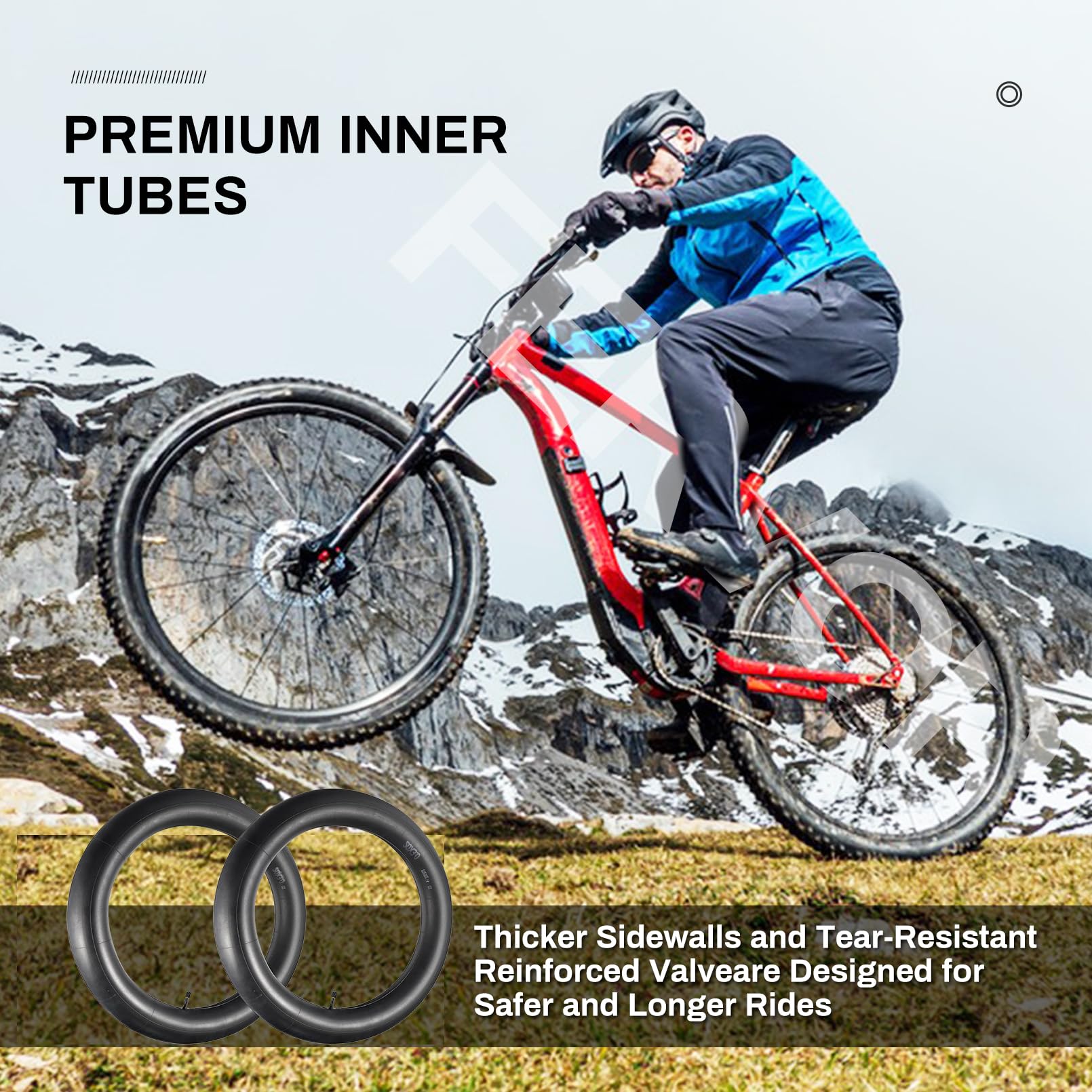 RainFlowwer 2 Pack Fat Tyre Bike Inner Tubes,20 x 3.0 AV32mm Schrader Valve for Mountain Bike Electric-Bike (Inner Tube-20x3.0) - Image 2