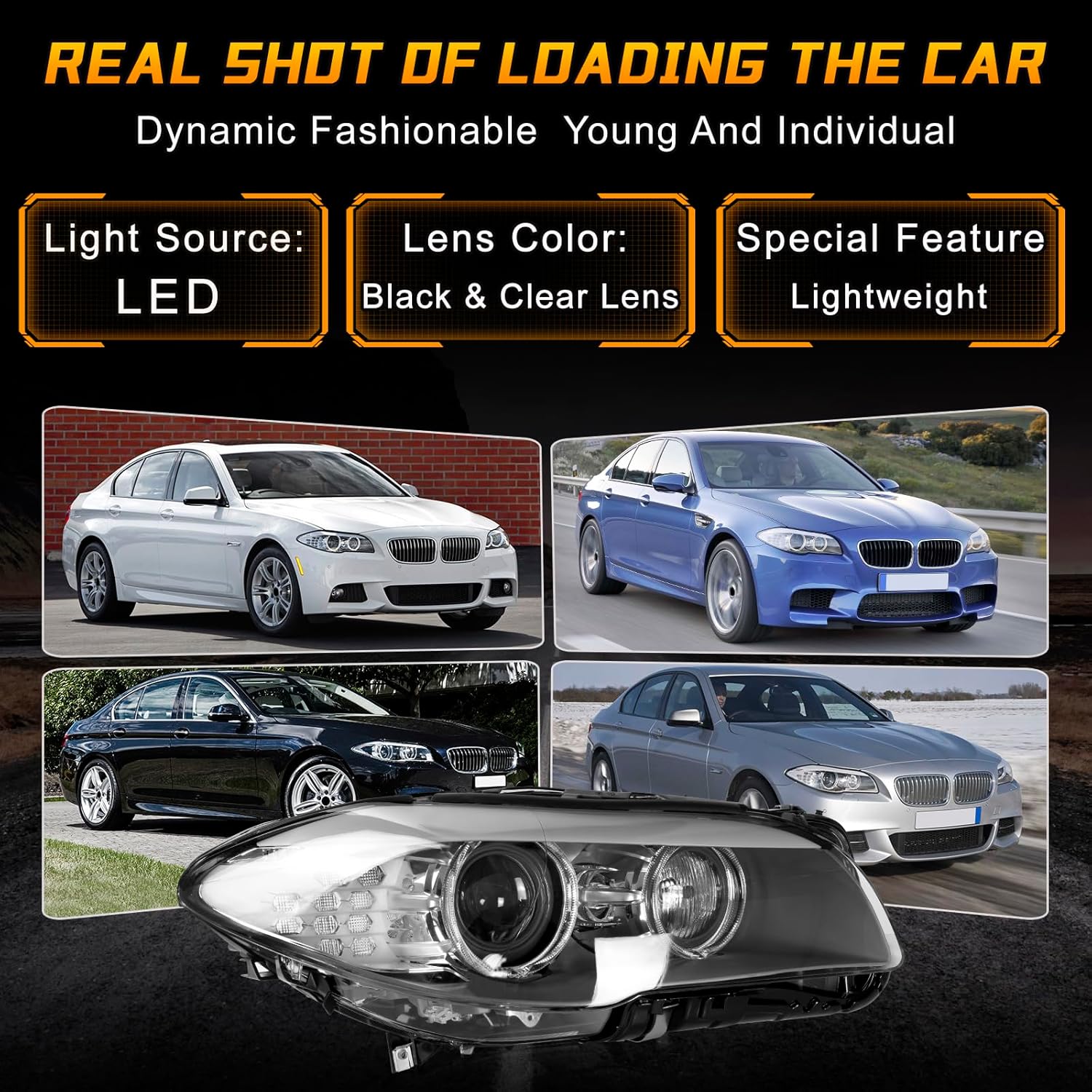 Headlight Assembly Compatible With BMW 5 Series F10 535i 528i 550i 2011-2013 Xenon Headlight Adaptive Headlamp Right Passenger Side.