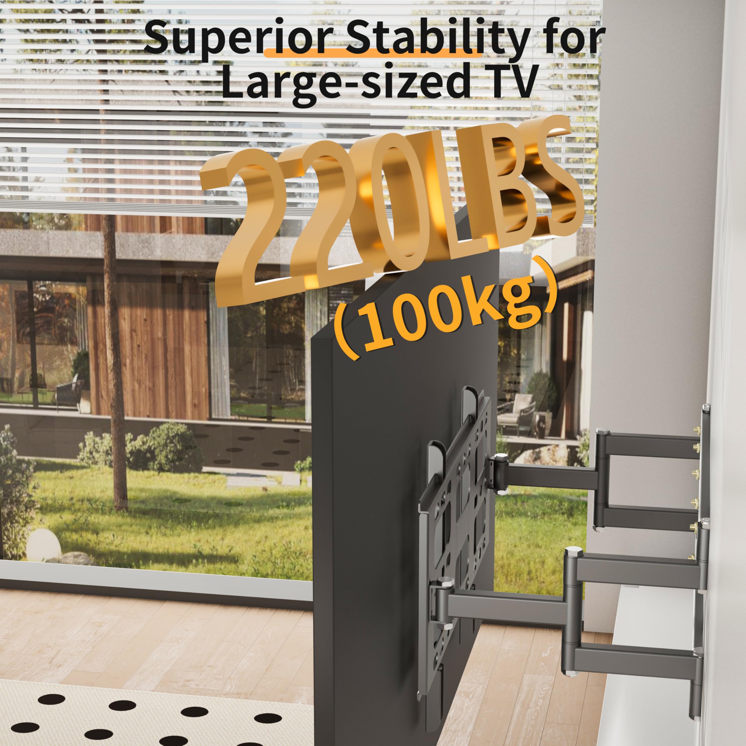 UNHO Supporto TV da Parete Estendibile: Staffa Muro per Porta TV 40-85 Pollici Portata Max 100kg Spesso Ultra Resistente Doppio Braccio Max VESA 600x400mm