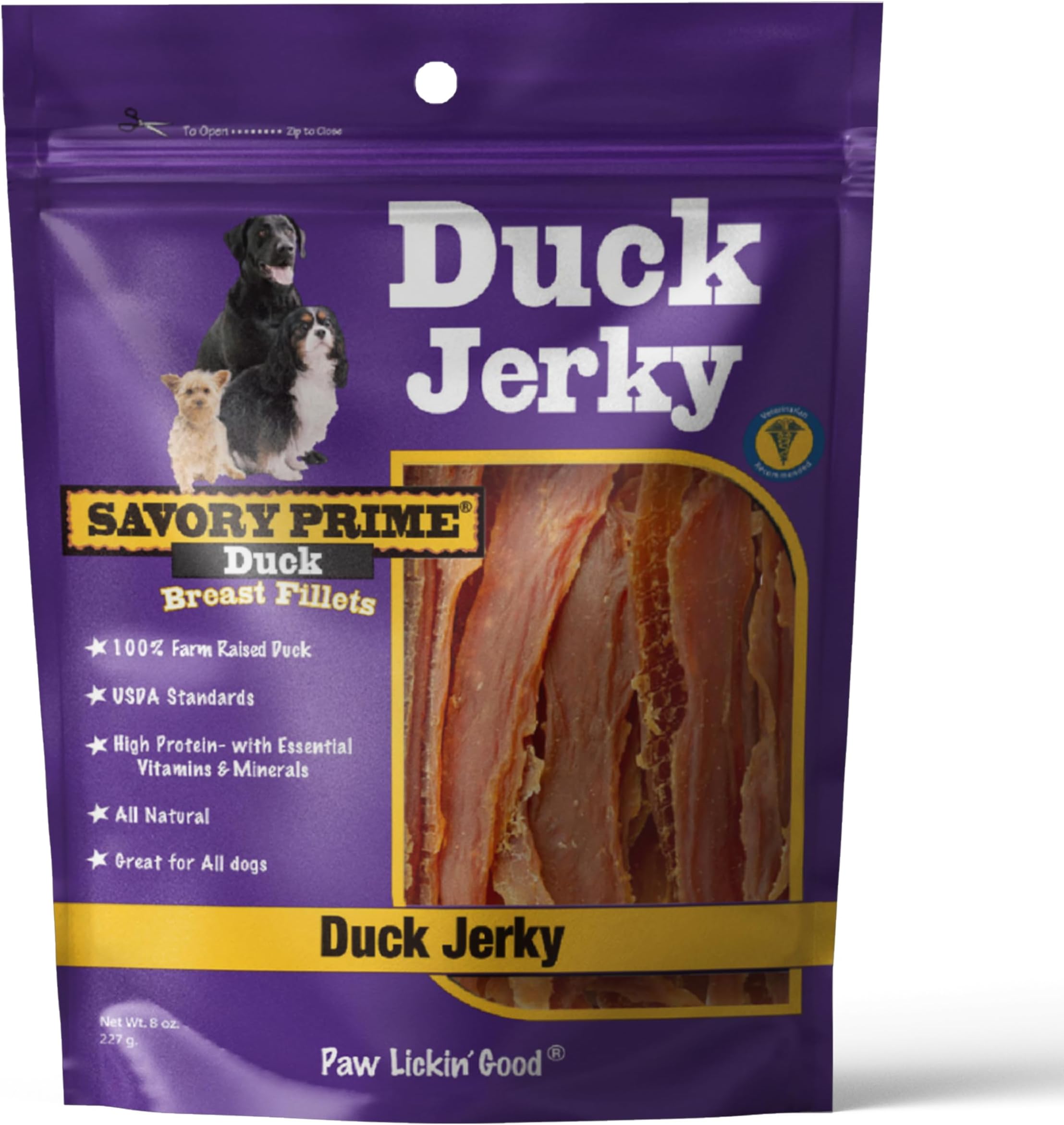Duck Jerky Dog Treats, Made with 100% Real Duck Breast, Farm Raised, Healthy, Easily Digestible, High Protein, Satisfies Dog's Urge to Chew, 8 Ounce (Pack of 1)
