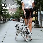 TwoEar 4FT 1IN Strong Brown Dog Leash with 2 Padded Handles, Traffic Handle Extra Control, Comfortable Soft Dual Handle, Auto Lock Hook, Reflective Walking Lead for Small Medium and Large Dogs