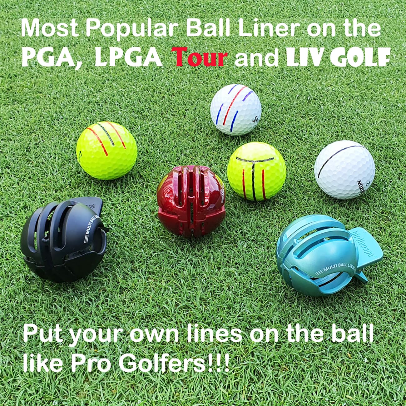 Birdie Papa Premium Golf Ball Liner, Golf Ball Marker, Draw 330° Various Lines without Revolving, Golf Ball Alignment Kit for Putting, Create 7-8 DIY Lines, Design Patent (Rose Wine (Gloss))