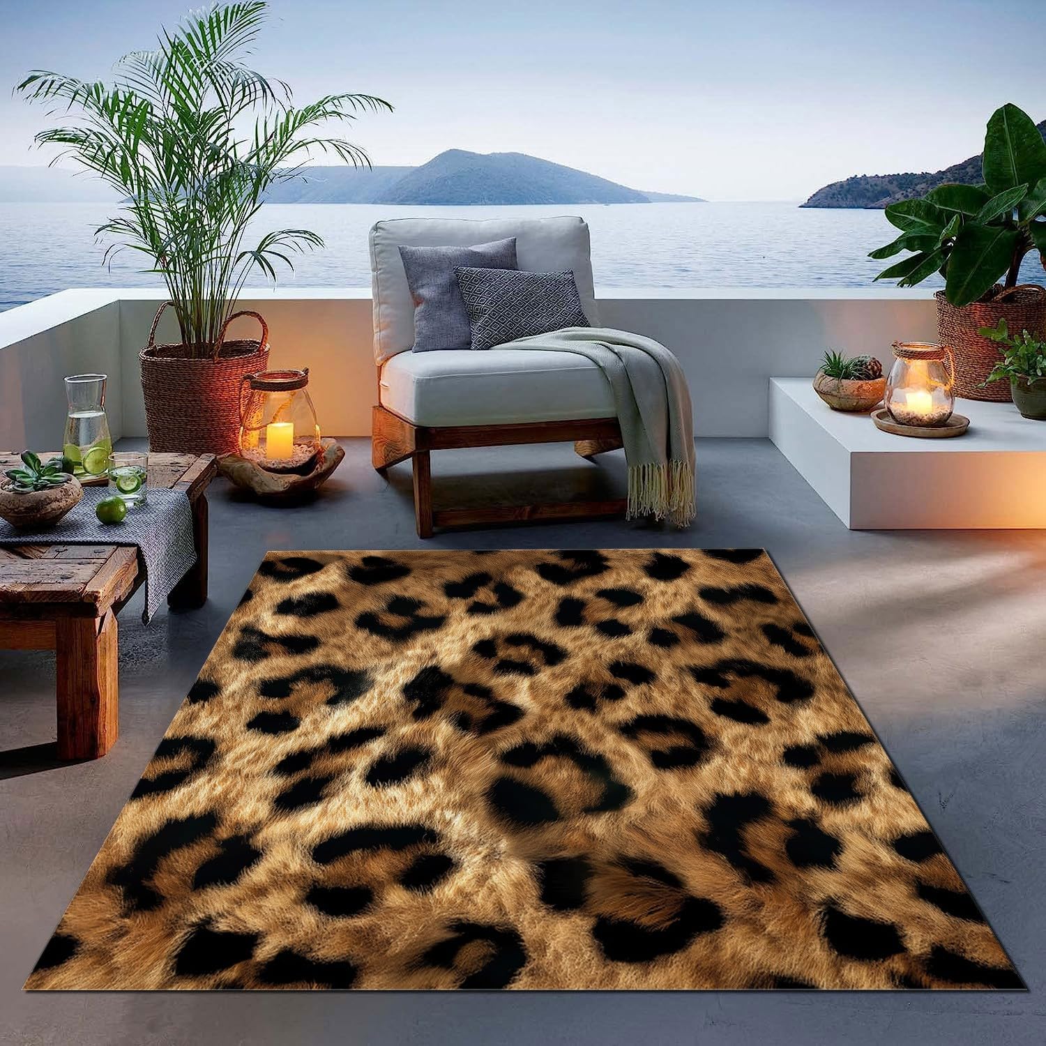 Tapis imprimé léopard jaune en flanelle douce pour salon moderne 160x230