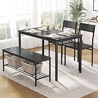 Vista 1 de DUMOS Mesa de comedor, juego de mesa de comedor para 4 personas con banco, mesa de cocina fácil de montar, ahorro de espacio, juego ideal para 4