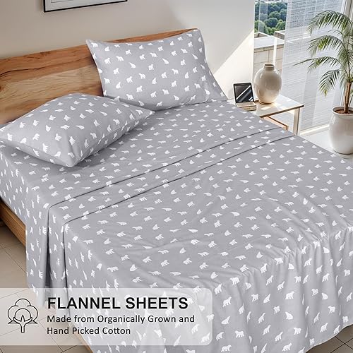 Miniatura 4 de RUVANTI - Sábanas de franela tamaño individual, 100% algodón cepillado, bolsillos prof. de 16 pulg (se adapta hasta 18 pulg), transpirables,