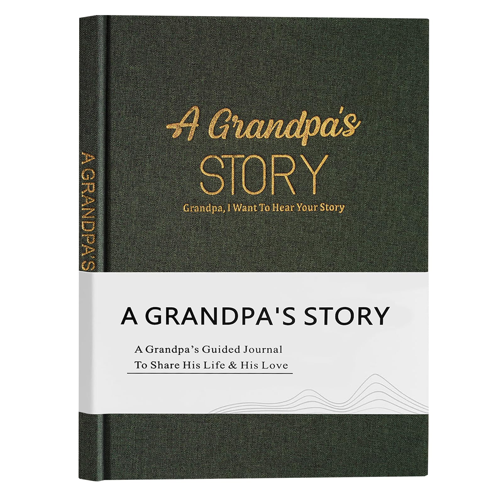 Miaikoe Grandpa's Life Story Journal Family Keepsake Linen Book for Grandpa to Share His Memories, with 250+ Prompt Questions Gift for Birthday Father's Day Christmas (Dark Green)