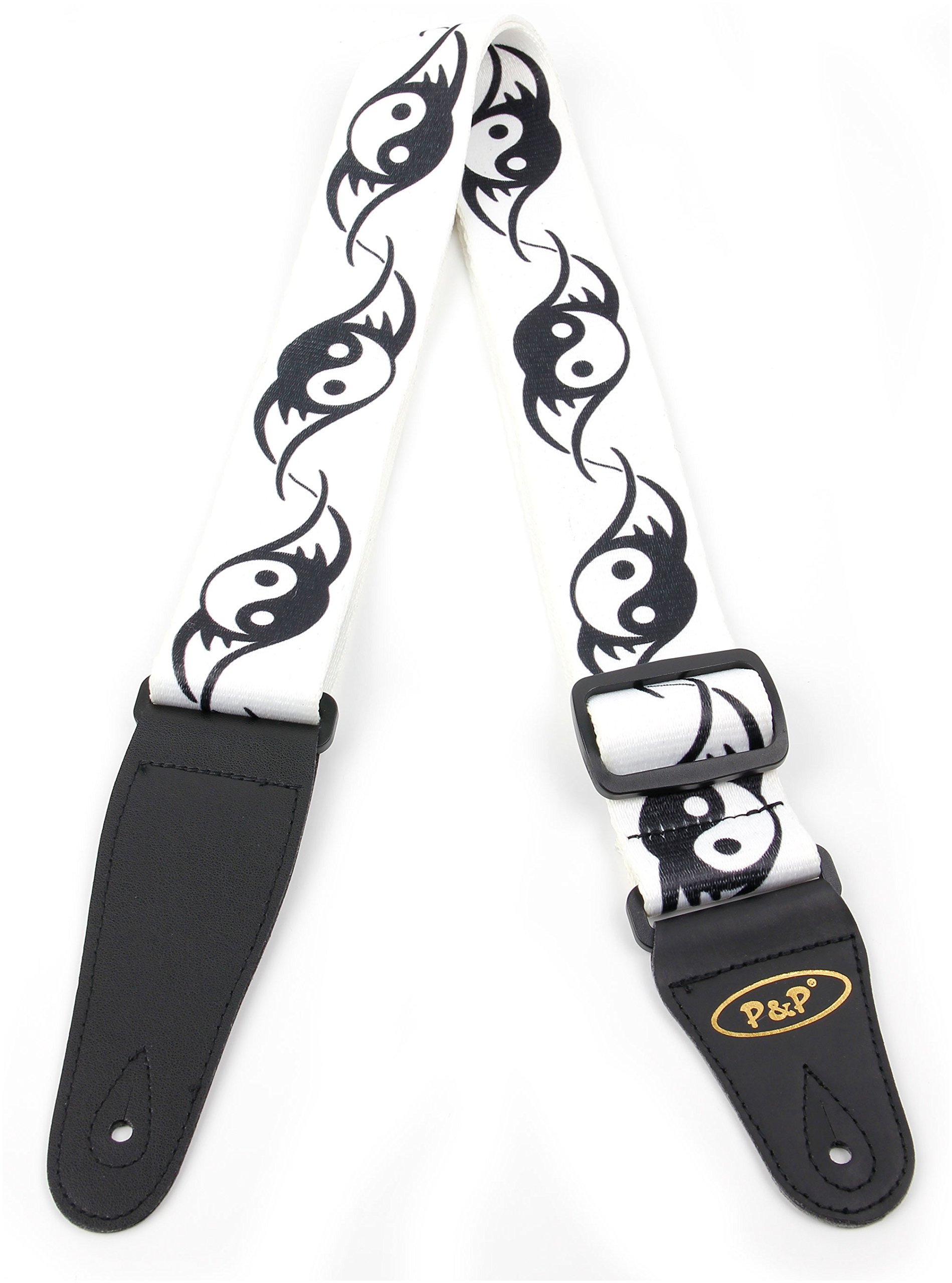 BrayPremium Universal Ying And Yang Guitar Strap For Gibson, Ibanez, Tanglewood, Yamaha & Fender Acoustic Guitars With Reinforced Ends