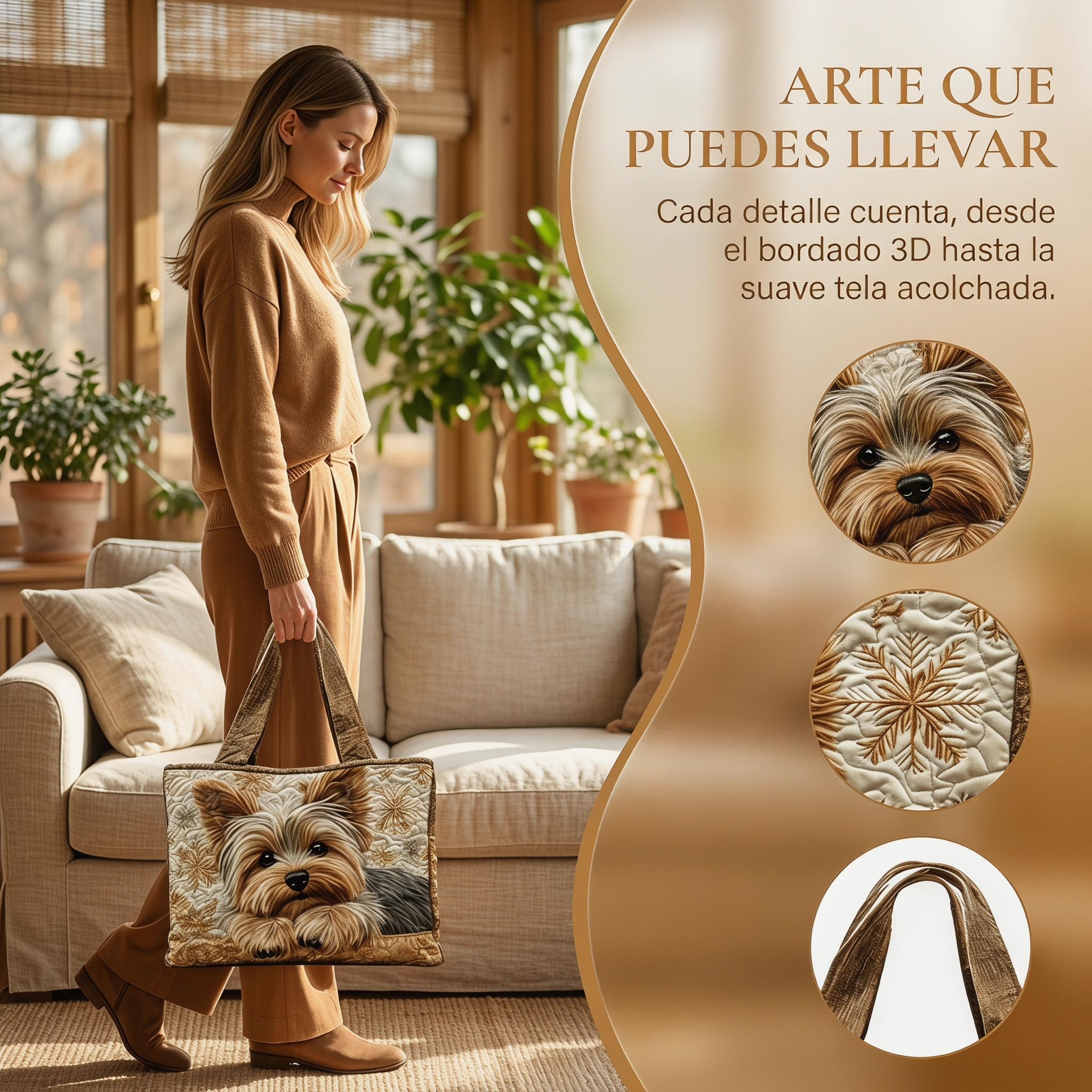 Bolso Mujer Bolsa Mano Tela,Bolsas Tela Serie Estampado Perros,Diseño Práctico y Moderno,Bolso Grande,Tela Reutilizable,Uso Playa Trabajo Compras,Regalo Bueno
