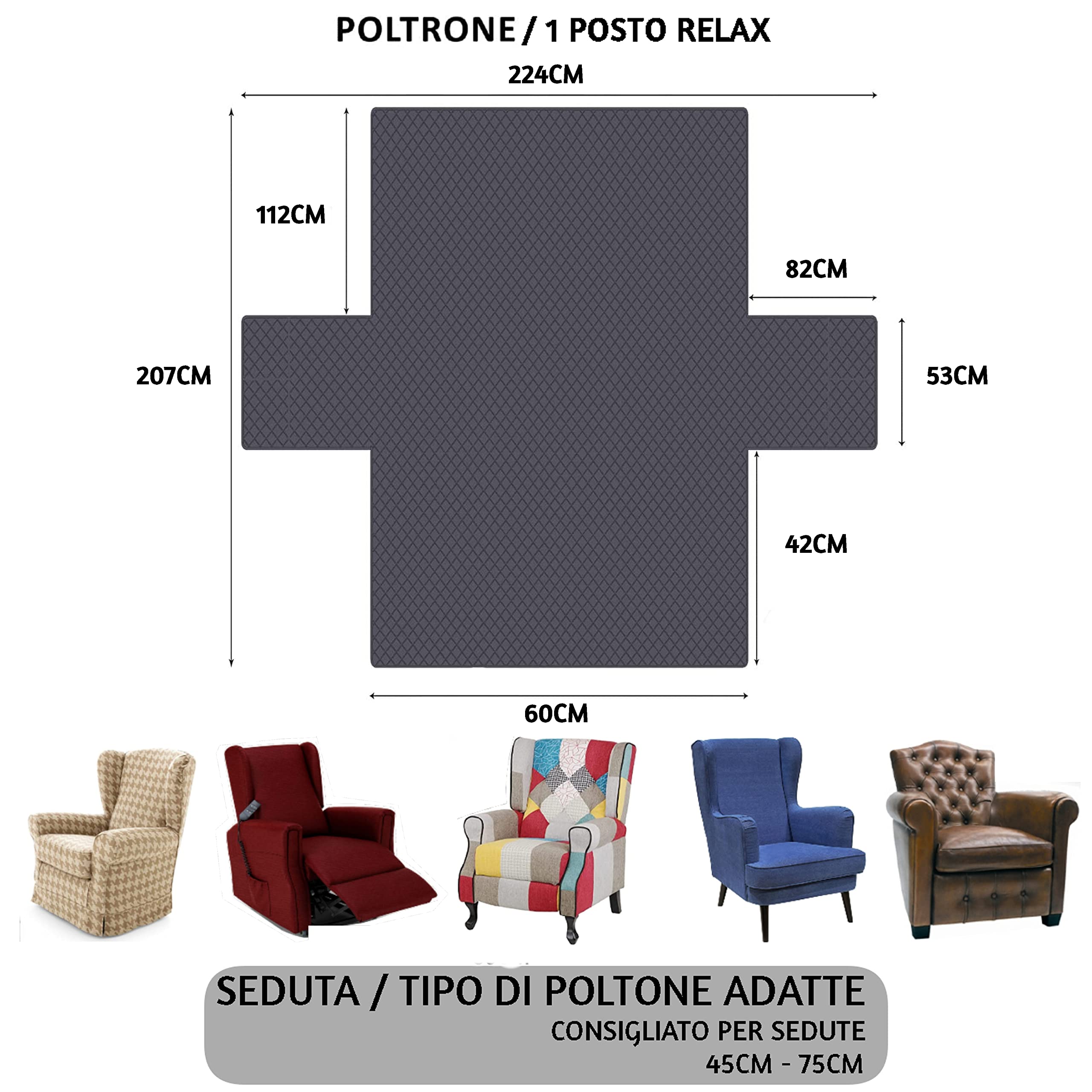 Copripoltrona Relax Antiscivolo - 1 Posto Con Elastici - Foto 9