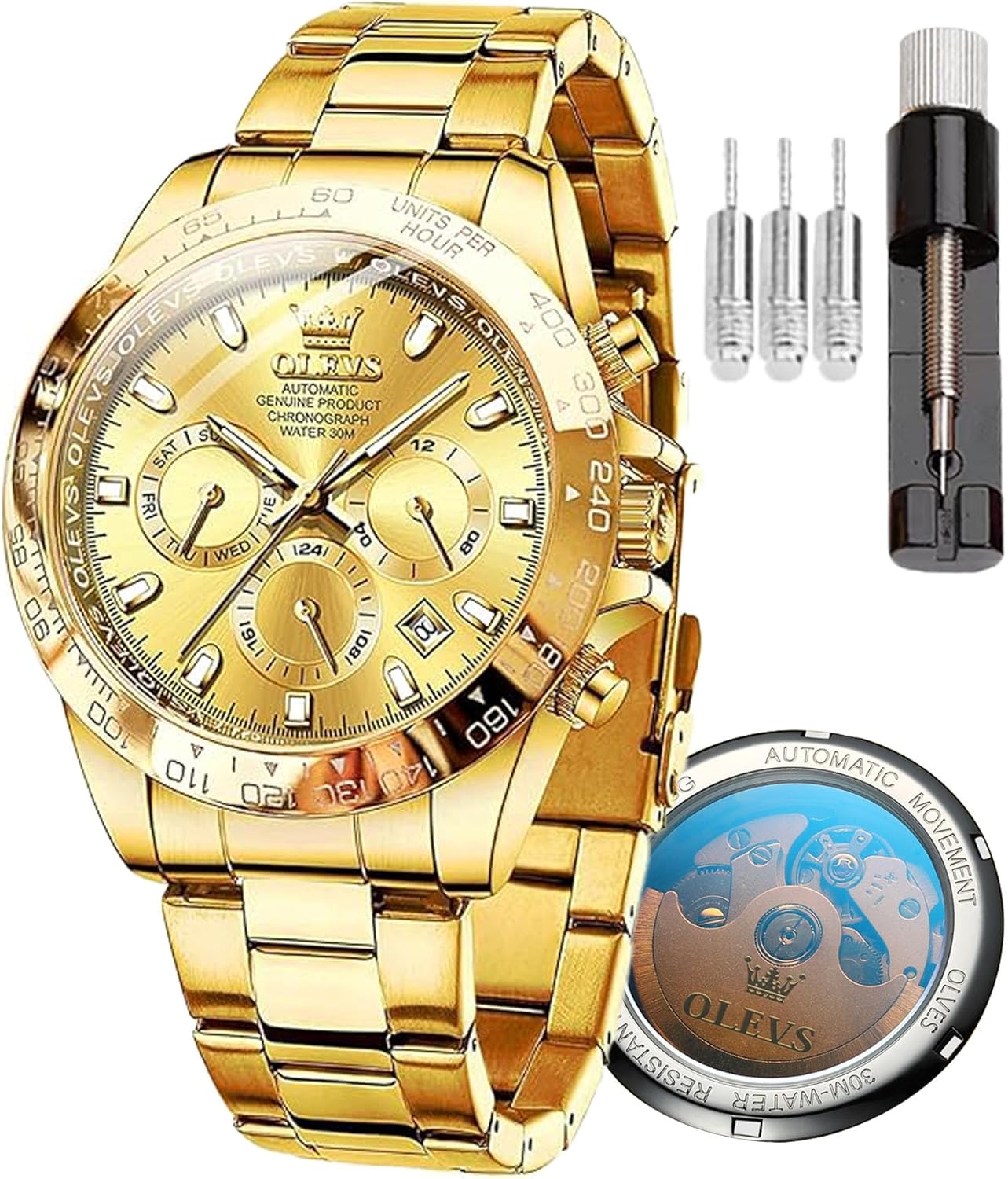 OLEVS Men's Automatic Watch Machine, Speed Measuring, Timing, Bezel ...