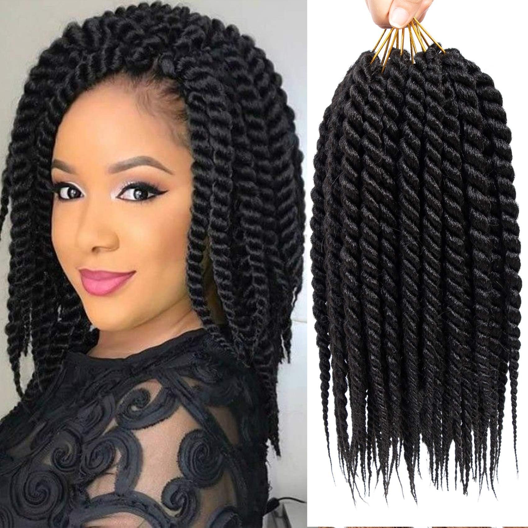 Omoge Hair Ltd Pre-Looped Mambo Twist Crochet Braids Hair, 12 Inches Synthetic Protective Style