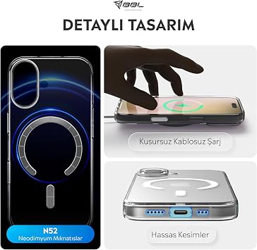 Babilden iPhone 17 İçin Kılıf Magsafe İle Uyumlu Şeffaf Sert Kristal Mika Sararmaz Telefon Kılıfı