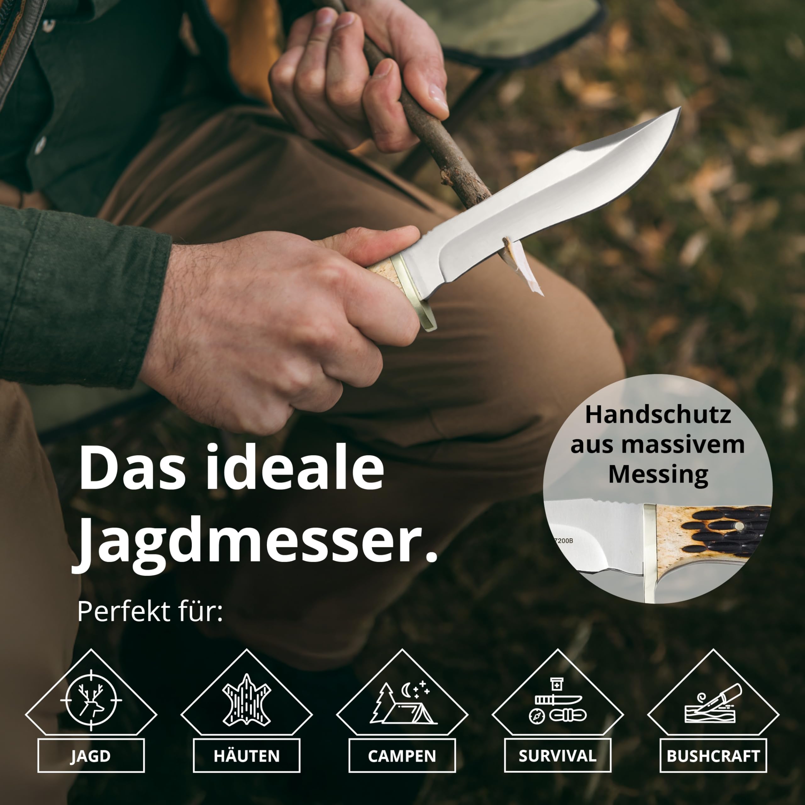 Puma SGB – Buffalo Hunter - Griffschalen aus Jigged Bone - Full-Tang Jagdmesser - 144mm Clip-Point Klinge aus deutschem Stahl (1.4116, 55-57 HRC) - Inklusive Lederscheide (Art.Nr.: 6817200B)