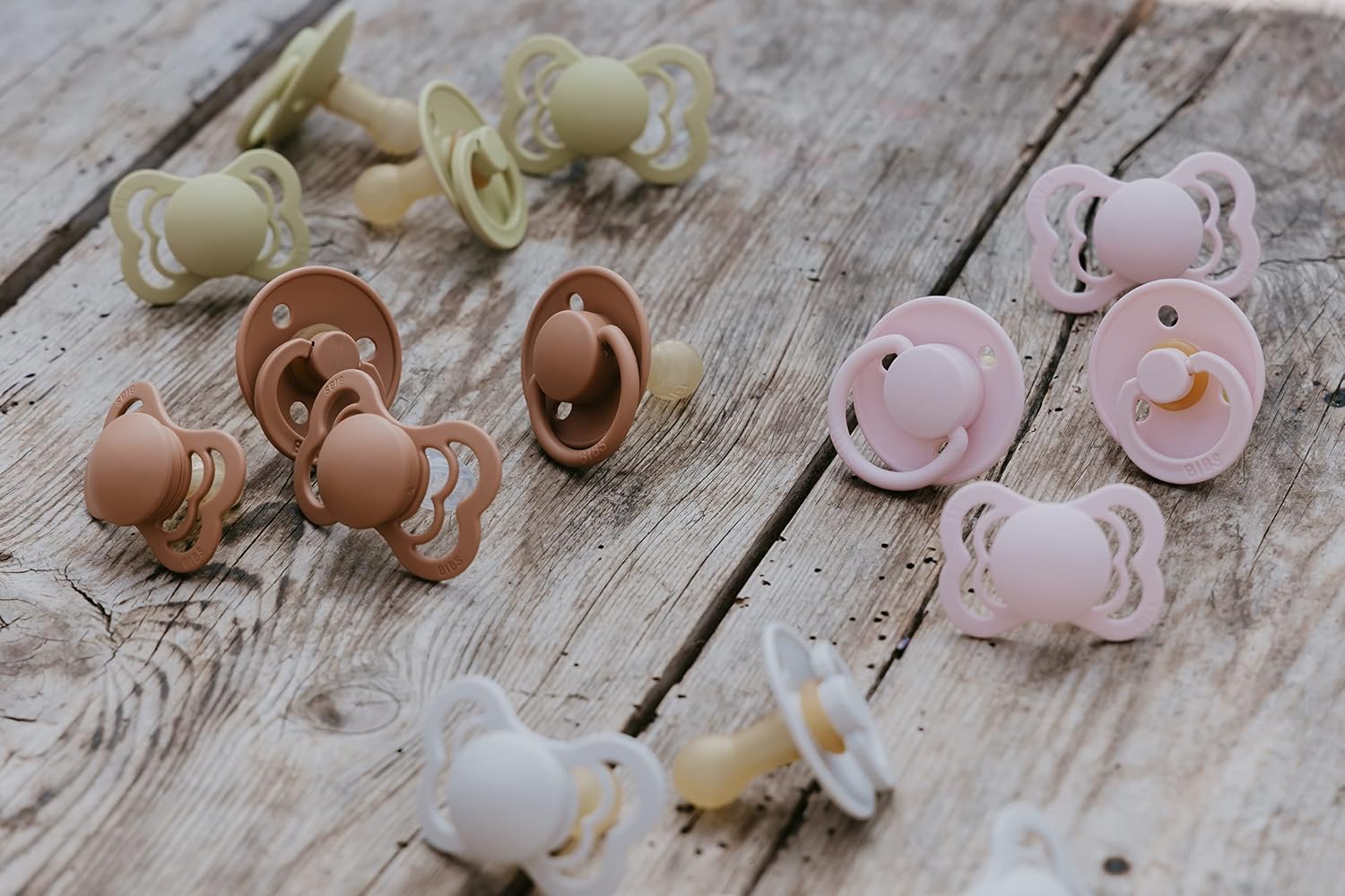 BIBS Pacifiers - De Lux Collection | BPA-Free Baby Pacifier | Made in Denmark | Set of 2 Blossom/Haze Color Premium Soothers | Size 6-18 Months | Natural Rubber | BPA-Free | Danish Design | Airflow Holes | Comfort Shield