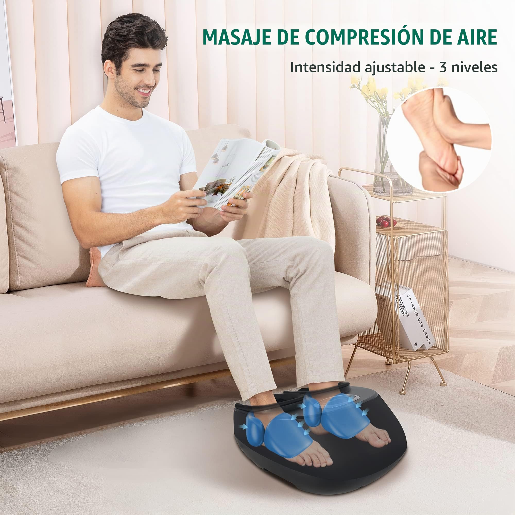 SNAILAX Masajeador de pies con calor, masajeador de pies shiatsu para fascitis plantar y neuropatía, alivio del dolor, amasar, compresión, calentador de pies calentado, masajeador, Regalos
