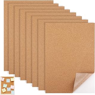 8 Stück Selbstklebende Korkplatten 21x30 cm, 1 mm Dicke Korkplatte | Selbstklebend Korkfliesen Schneidbare Korkmatte für Pinnwand, Wanddekoration, Fotowand und Untersetzer