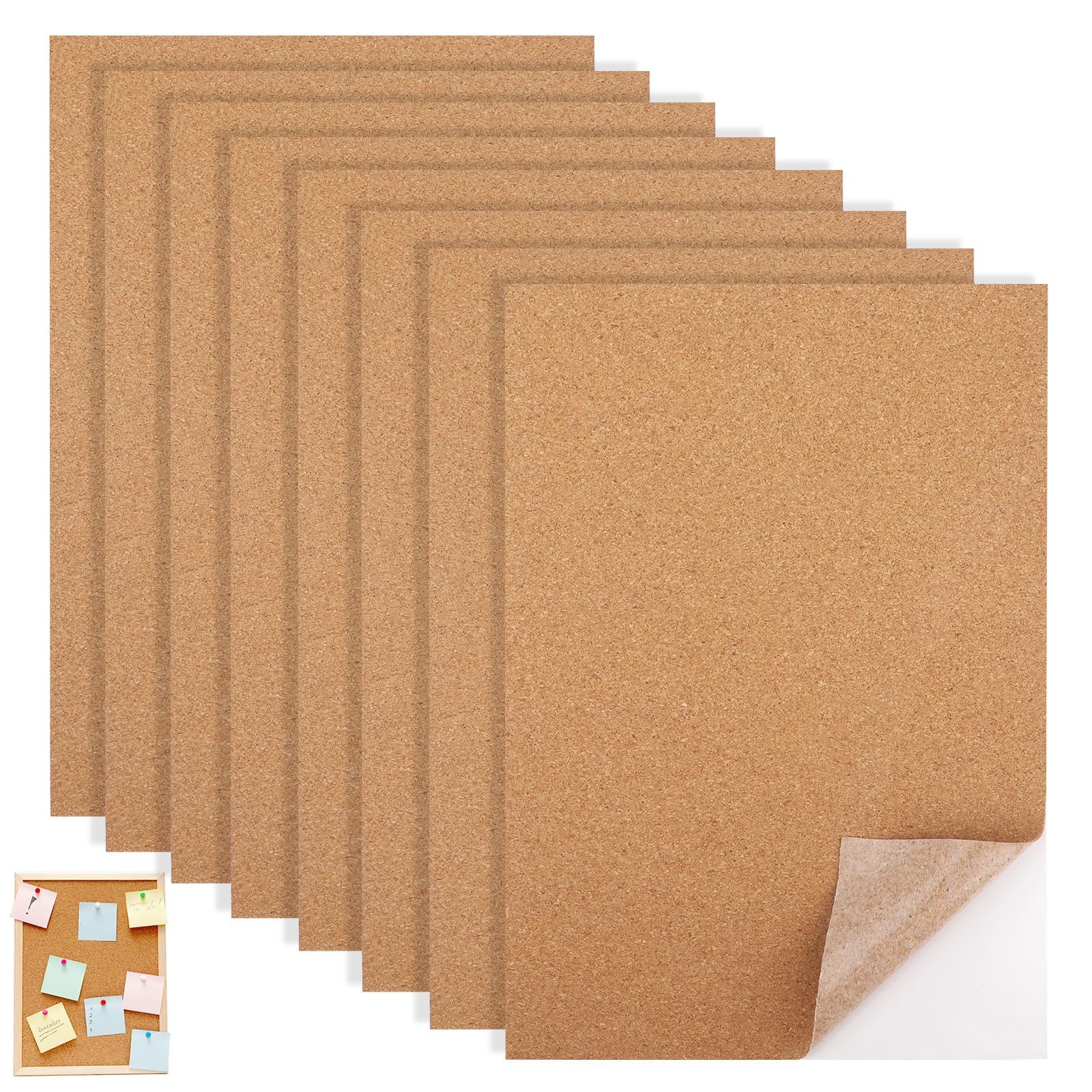 8 Pieces Self Adhesive Cork Sheet A4 Size 21x30 cm 1mm Thick Cork Board