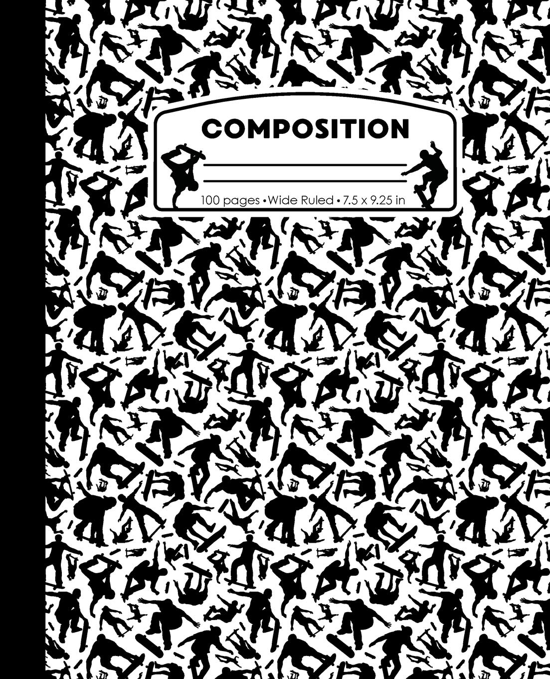 Composition: Skateboard White and Black Marble Composition Notebook for Boys. Skateboarding Skater Wide Ruled Baseball Book 7.5 x 9.25 in, 100 pages, ... kids, elementary school students and teachers Paperback – August 2, 2018