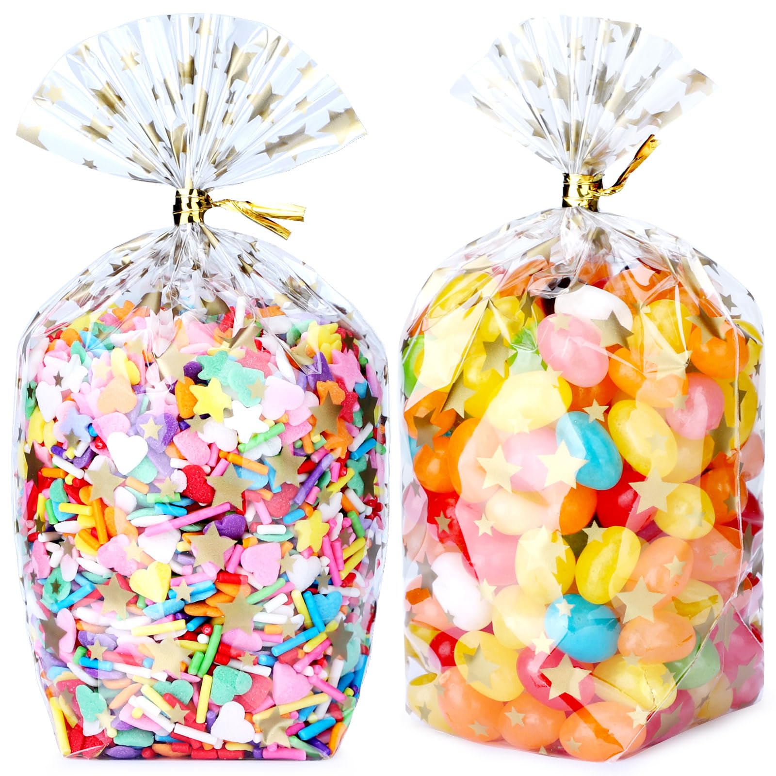 Voikinfo Sacchetti in cellophane trasparente a forma di stella