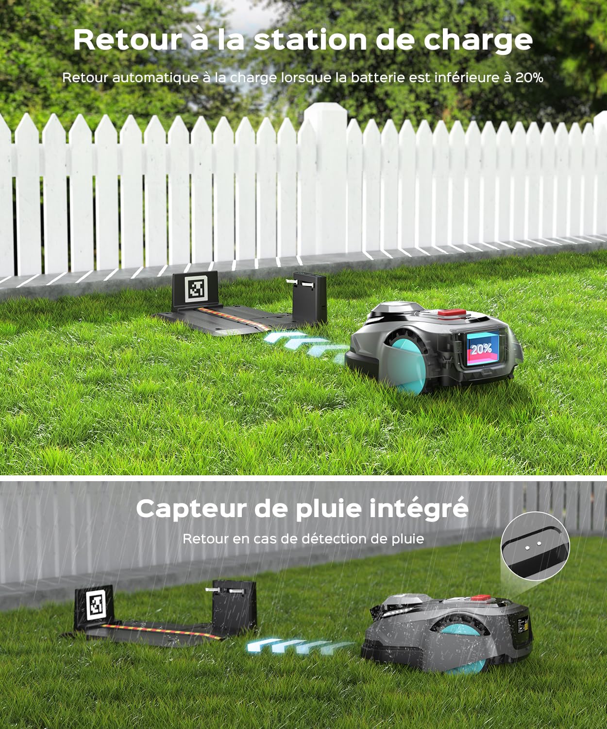 YARDCARE N1600PRO – Robot Tondeuse sans Fil périphérique avec Navigation RTK & Vision IA, pour Jardins Jusqu’à 1600 m² (Tonte systématique en U, Gestion Multi-Zones, réglage de la Hauteur Via app)