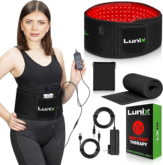 Lunix LX16 Red Light Therapy Belt, Near Infrared Light and Red Light Therapy to Improve Circulation, Relax Muscles, Black