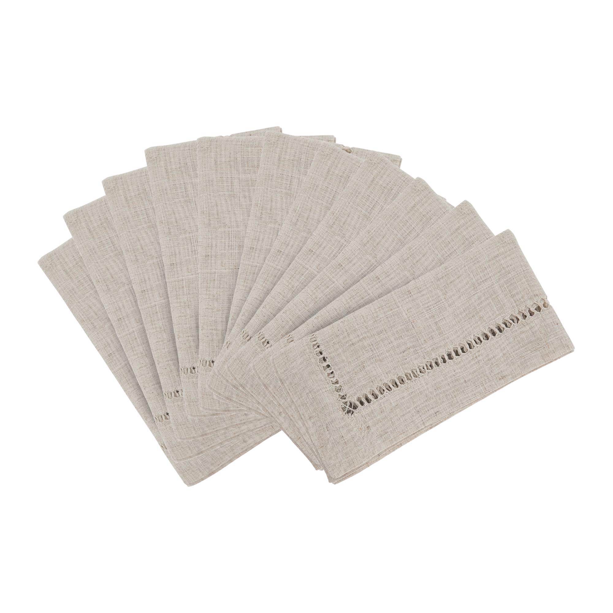 SARO LIFESTYLE Natural Hemstitched Dinner Napkin - 20" Square - 12 Ct.